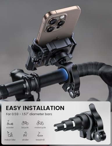 Lamicall Motorcycle Bike Phone Mount, 1s Lock Bike Phone Holder - color: Black