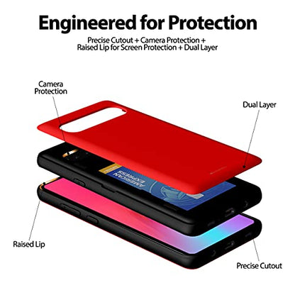 GOOSPERY Magnetic Door Bumper Compatible with Galaxy S10 5G, Card Holder Wallet Case Easy Magnet Auto Closing Protective Dual Layer Sturdy Phone Back Cover - Red - color: Red, size: Galaxy S10 5G