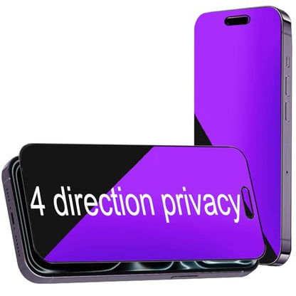 2 Pack 360 Degree Anti-blue Privacy Tempered Glass for iPhone 17 Pro Anti-Spy 4 Directions Screen Protector Film 6.3 inch - size: For iPhone 17 Pro