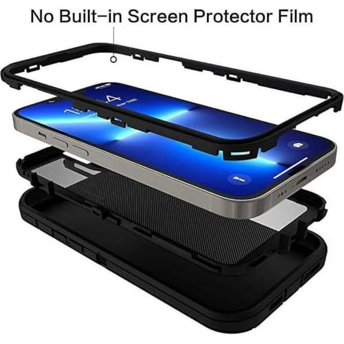 ENTRONIX Phone Case Compatible with iPhone 15 Pro Max — [Heavy Duty] Shockproof Triple Layer Protection Rugged Cover, Black - color: Black