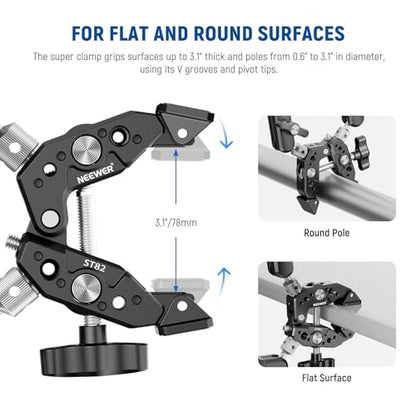 NEEWER Heavy Duty Super Clamp with Two 360° Dual Ball Head Magic Arms - style: ST89