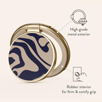 BURGA Cell Phone Ring, Holder Grip and Stand - Finger Phone Grip for Back of Smartphone Case, Kickstand 360 Rotation, Universal Ring for iPhone Samsung Galaxy Huawei Google Pixel, Stylish Accessories - color: Vigilant, style: Gold