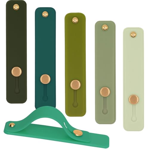 Slim Phone Handle Holder Grip for Hand, Silicone Cellphone Finger Grip Ring Loops Stand Stick on Tablet, Mobile Phone Gripper for the Back of Phone Case Kindle - 6 Pack Green - color: LakeBlue, LtGreen, DkGreen, Mint, DeepGreen, Green