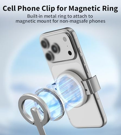 TONEOF Phone Clamp for Magnet with Metal Ring Phone Mount for Magsafe Stand - color: Beige Gray