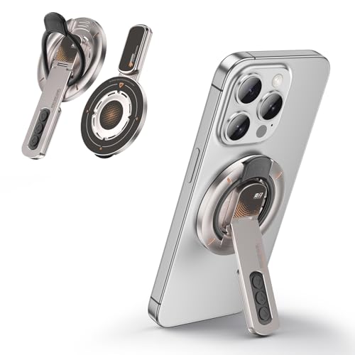 JINRAIKO Phone Grip for Magsafe Phone Stand 360°Roration Gym Holder Phone Kickstand Silicone Finger Ring Innovative Pressure-Relief Damping Hinge Design with Magnet Ring Compatible All Phones, White - color: White