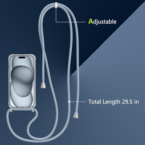Magnetic Case for iPhone 13/14 6.1" Clear Crossbody Case with Adjustable Shoulder Neck Lanyard Strap,Compatible with Magsafe,Soft Slim Bumper Shockproof Protective Phone Cover-Blue - color: Blue, size: iPhone 13/14