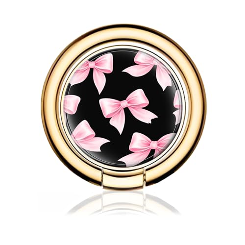 Cell Phone Ring Holder, Cute Metal Phone Grip Stand Finger Ring Kickstand, Flexible 360°Rotation Phone Tablet Case Accessories Compatible with Most Phones Pink Black Bowtie - color: Pink Black Bowtie