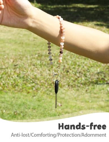 CH.yishi Beaded Phone Charm Wrist Strap with Tether Tab,Camera Lanyard - color: Violet Agate