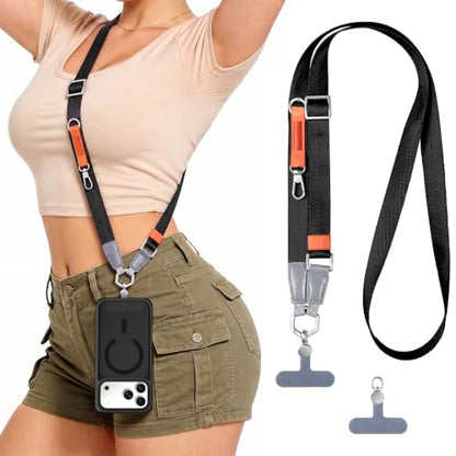 Phone Lanyard,Adjustable Anti-Theft Neck Strap,Black - color: Black