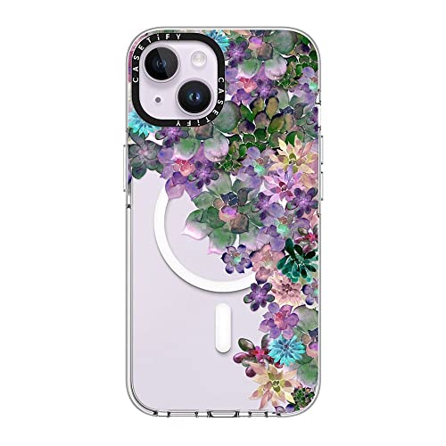 CASETiFY for iPhone 14 Case - Impact Clear Compatible with MagSafe | Not Yellowing | 6.6 ft. 3X Military Grade Drop Protection | MY SUCCULENT GARDEN | Clear - color: MY SUCCULENT GARDEN, size: Iphone 14 (6.1")