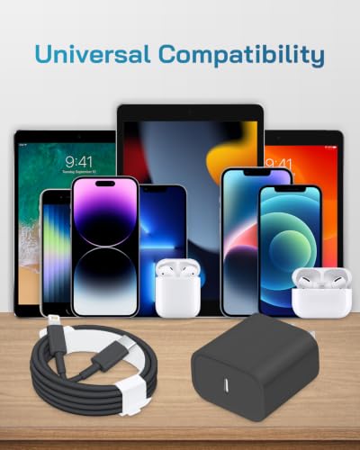 CXX 20W Fast Charger for iPhone 14/13/12 [3-Pack, MFi Certified] - color: Black, size: 10FT
