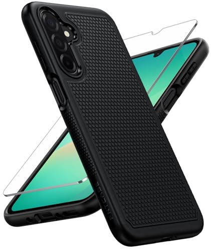 FNTCASE for Samsung Galaxy A26-5G Case: Dual Layer Non Slip Shockproof | With Screen Protector, Military Grade Drop Protection, Matte Textured Protective Cell Phone Cover, for Daily Use, Black - color: Black, size: For Galaxy A26