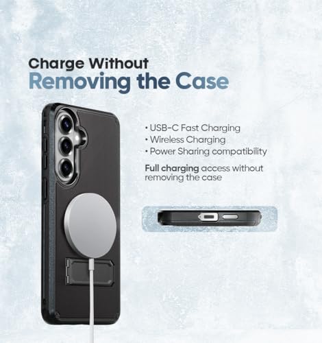 MOTIVE for Samsung Galaxy S26 Case with Belt Clip and Stand | 6.3" | Case & Holster, MagSafe compatible, built-in Kickstand Horizontal, 360° rotating belt clip, slim low-profile fit - size: s26