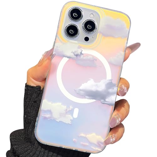 I-MGAE-IN-AR Compact Case for iPhone 12 Pro Max Iridescent Cloud Design,[Compatible with Magsafe] Cute Soft Slim Shockproof Protective Phone Cases Women Girls Aesthetic Glitter - color: [Strong Magnet] Iridescent cloud, size: iPhone 12 Pro Max
