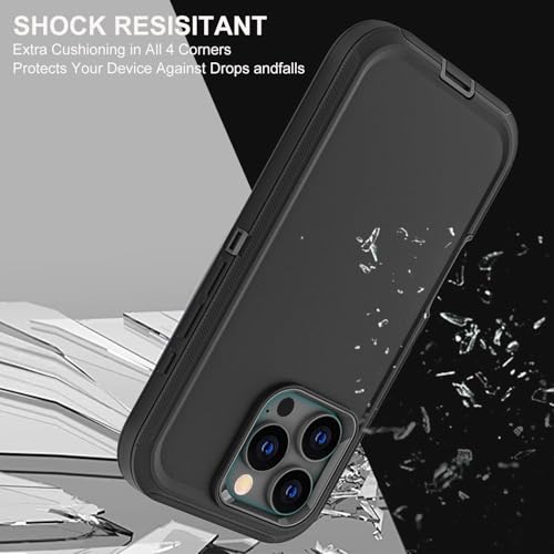 YKHJKLEC for iPhone 16 Pro Case, Military Grade 3 in 1 Heavy Duty Shockproof/Drop Proof/Dust Proof Case with 2Pcs Tempered Glass Screen Protector (Black/Black) - color: Black/Black