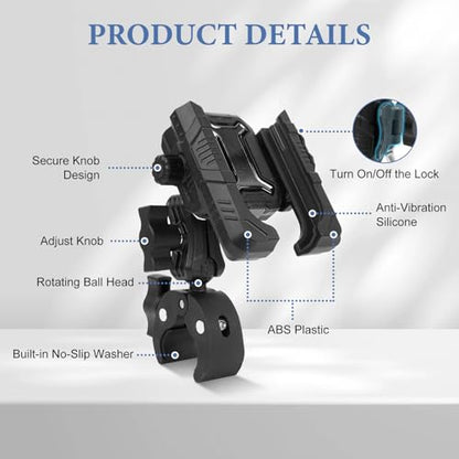 Universal Phone Mount for Bike/Motorcycle/Scooter/ATV, 720° Rotatable Anti-Shake Holder with One-Hand Quick Release &Secure Lock Knob, Fits 5.4-7.2” iPhone 16/15/14/13 Pro Max, 75026 - size: Phone holder Super Clamp