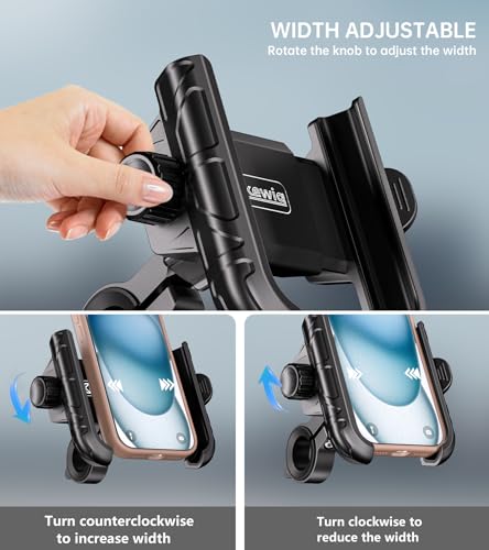 Kewig Motorcycle Phone Mount with Aluminum Alloy Mounting Base