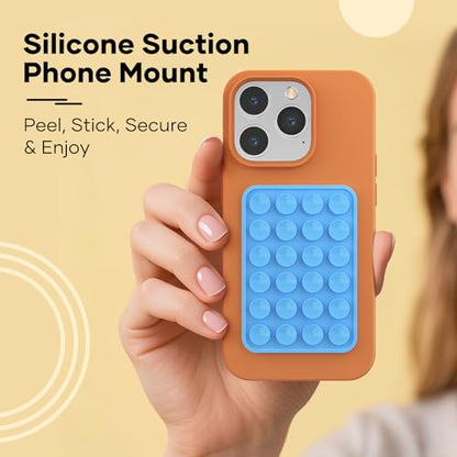 Silicone Phone Sticky Grip, Suction Phone Case Mount for iPhone and Android, Hands-Free Sticky Cell Phone Grip, Mobile Fidget Mirror Holder for Selfies and Videos - color: Sky Whisper（Light blue）