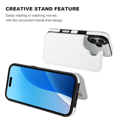 ONETOP for iPhone 16 Wallet Case with Credit Card Holder,White - color: White