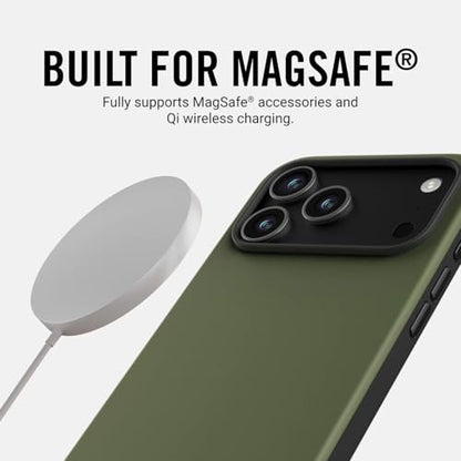 Ridge Case Compatible with iPhone 17 PRO - Compatible with MAGSAFE & Wireless Charging, Aluminum Control Buttons, Dual-Layer Construction, TPU Bumper with Drop Protection (Matte Olive) - color: Matte Olive, size: iPhone 17 Pro
