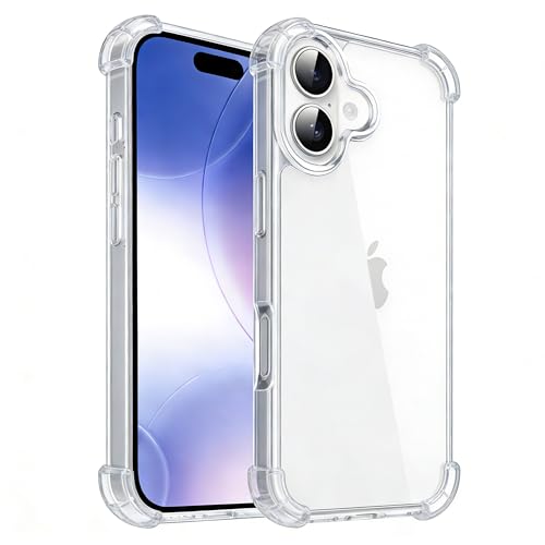 for iPhone 16 Plus Clear Transparent Shockproof Bumpers Acrylic Case Pouch, Anti-Yellowing and Anti-Scratch with Airbag, Upgrade Camera Protective Phone Case - color: Clear, size: For IPhone 16 Plus