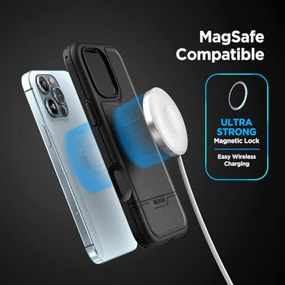 ENCASED Shockproof Case Compatible with iPhone 16 Pro Max - Ultra Protective Heavy Duty Magnetic Phone Cover, Rebel Series (Black) - color: Black, size: iPhone 16 Pro Max