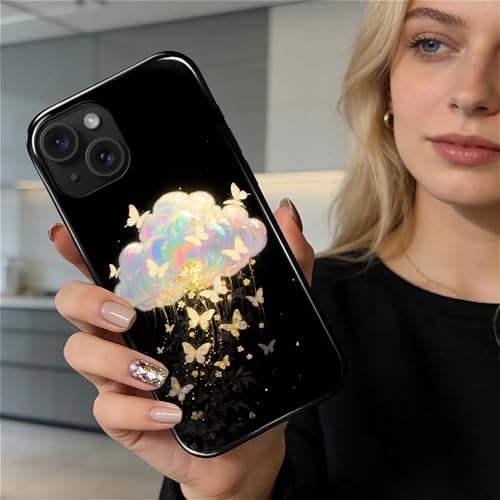 Case for iPhone 15, Shockproof Hybrid Protective Phone Case, Dual-Layer Drop Protection Anti-Scratch, Butterfly Cloud - color: Butterfly Cloud, size: iPhone 15