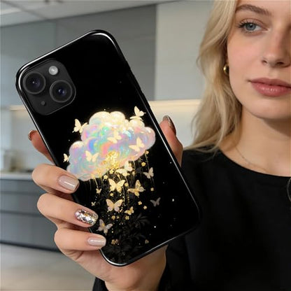 Case for iPhone 15, Shockproof Hybrid Protective Phone Case, Dual-Layer Drop Protection Anti-Scratch, Butterfly Cloud - color: Butterfly Cloud, size: iPhone 15