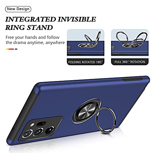 for Note 20 Ultra Case, Samsung Galaxy Note 20 Ultra Case with Self Healing Flexible TPU Screen Protective [2 Pack], Military Grade Invisible Kickstand Case for Samsung Note 20 Ultra 5G-Blue - color: YX-Blue