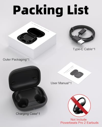 Charging Case Replacement for Powerbeats Pro 2 : Wireless Earbuds Charger Case with Bluetooth Pairing Sync Button, 600mAh Battery, Earbuds Not Included - color: Powerbeats Pro 2 Black