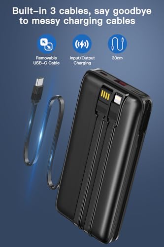 Portable Charger Power Bank - 45800mAh Fast Charging Portable Phone Charger with Built in Cables,External Battery Pack USB C Out/Input,Perfect for Camping/Hiking/Outdoor