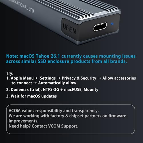 V VCOM M.2 NVMe SSD Enclosure,USB C External Adapter, USB 3.2 Gen2 (10Gbps) with UASP, Trim Support - M-Key(B+M Key) for 2230/2242/2260/2280 SSDs