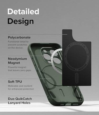Ringke Onyx for iPhone 15 Pro Case, [Compatible with MagSafe] Oil & Dirt Resistant, Individual Lens Covers for Cameras, Non-Slip Enhanced Grip Lightweight Cover - Magnetic Dark Green | Compatible with MagSafe, Anti-Fingerprint, Slim & Lightweight, Full-Co