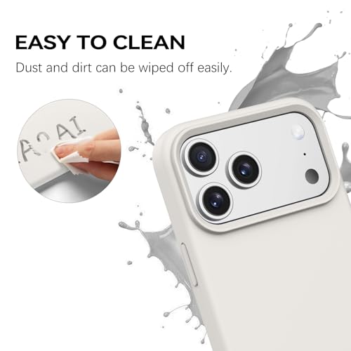 GUAGUA Compatible with iPhone 17 Pro Max Case 6.9 Inch Liquid Silicone Soft Gel Rubber Slim Thin Microfiber Lining Cushion Texture Cover Shockproof Protective Phone Case for iPhone 17 Pro Max, Stone - color: Stone, size: iPhone 17 Pro Max