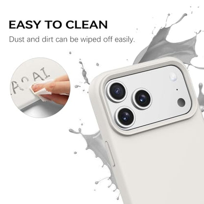 GUAGUA Compatible with iPhone 17 Pro Max Case 6.9 Inch Liquid Silicone Soft Gel Rubber Slim Thin Microfiber Lining Cushion Texture Cover Shockproof Protective Phone Case for iPhone 17 Pro Max, Stone - color: Stone, size: iPhone 17 Pro Max