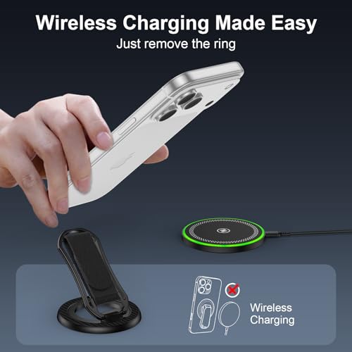 Magnetic Phone Ring for Magsafe iPhone17 Grip Stand Samsung S26 Ring Grip - color: Black+Black