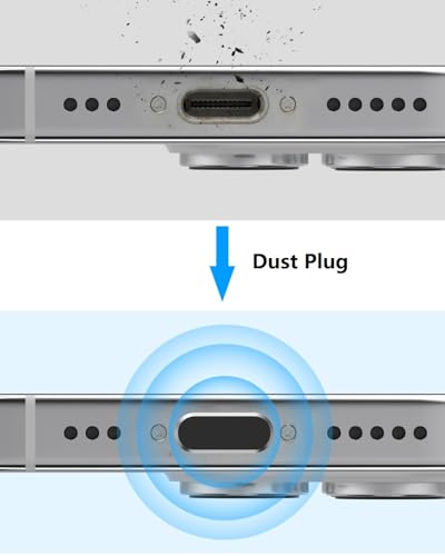 USB C Dust Plug for iPhone 18/17 Series, 4Pcs Aluminum+Silicone, Black - color: Black