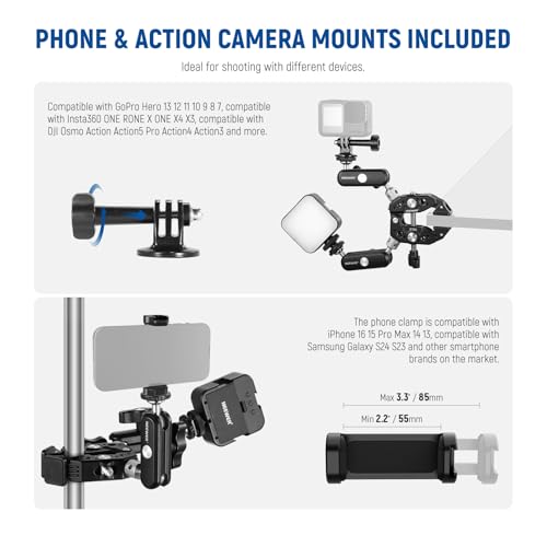 NEEWER Heavy Duty Super Clamp with Two 360° Dual Ball Head Magic Arms - style: ST89