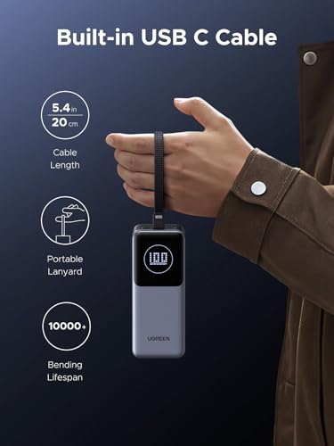 UGREEN Nexode 20000mAh 130W Built-in USB-C Cable Power Bank for iPhone 17