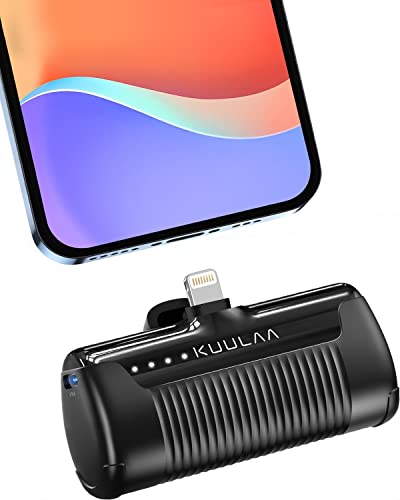 Kuulaa Portable Phone Charger Portable 4500mAh Mini Power Bank for iPhone Cute Battery Pack Backup Charger Travel Compatible with iPhone 14/13/12/11/XS/XR/Airpods (Black-A) - color: Black-A