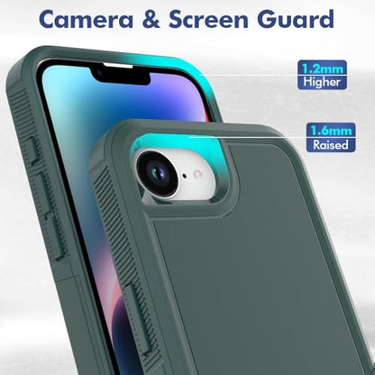 for iPhone 16E / iPhone 17E Case: Dual Layer Protective Heavy Duty Cell Phone Cover Shockproof Rugged with HD Screen Protector - Military Protection Bumper Tough - for iPhone 16E / 17E, Dark Green - color: Dark Green (PC) + Dark Green (TPU)