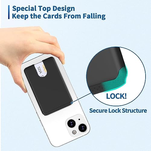 Senose 4 Pack Phone Card Holder Stick On Credit Phone Wallet - color: Pink+White+Black+Grey