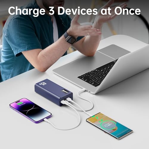 PSOOO Power Bank 65W 27000mAh Laptop Battery Pack - color: Blue