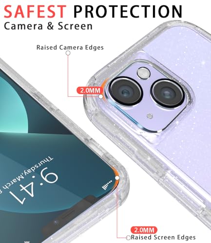 Diverbox for iPhone 13 Case [Shockproof] [Dropproof] [with Screen Protector ] 3in1 Heavy Duty Protection Phone Case Cover for Apple iPhone 13 (Clear Flash) - color: Clear Flash