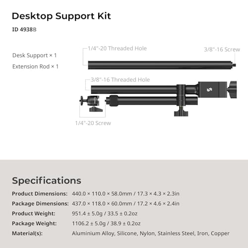 SMALLRIG Camera Desk Mount, Overhead Camera Arm Stand for Desk