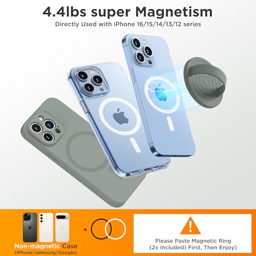 Upgraded Magnetic Phone Grip, Liquid Silicone Soft and Portable, Removable Finger Loop Ring Grip Holder for iPhone, Strong Magnetic Attraction, Compatible with MagSafe Phone Case, Calke Green - color: Calke Green