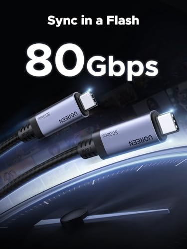 UGREEN 240W USB C to USB C Cable for Thunderbolt 5, USB4 Gen4 80Gbps, 3.3ft