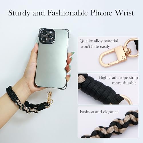 Phone Wrist Strap, Universal Chain with Tether Tab, Nylon Wristlet Charm, Anti-Loss Cell Phone Lanyard (Black)