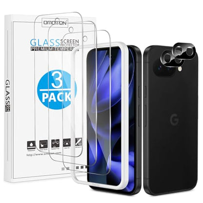 OMOTON 3+2 Pack for Google Pixel 9a Screen Protector 6.3 inch - size: Pixel 9a-6.3 inch