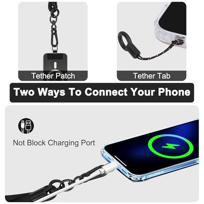 Newlibery Phone Lanyard Crossbody Wrist Strap, Clip and Go Strap for Phone with Wallet, Adjustable Anti-Theft Cell Phone Strap for All Phones (Black Lanyard + Black Wallet) - color: Black
